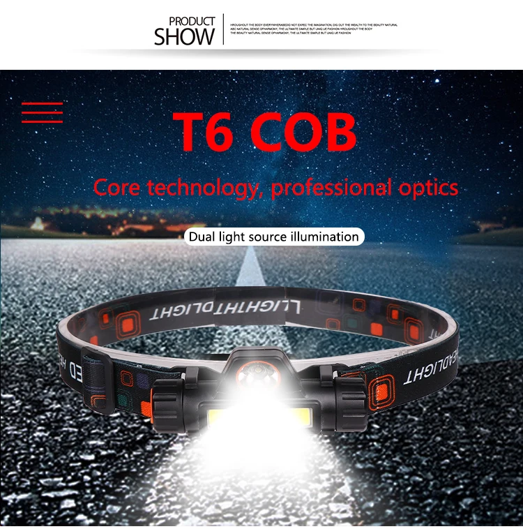 Портативный налобный мини фонарь XPE + COB светодиодный светильник головная лампа