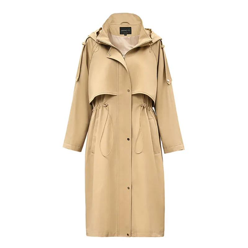

New Autumn Casual Women's Cotton X-Long Hooded Trench Coat Loose Clothing Oversized outerwear Good Quality