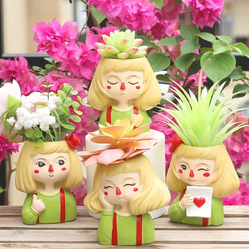 Сочный горшок для растений маленькая девочка мини Креативный цветочный внутри и