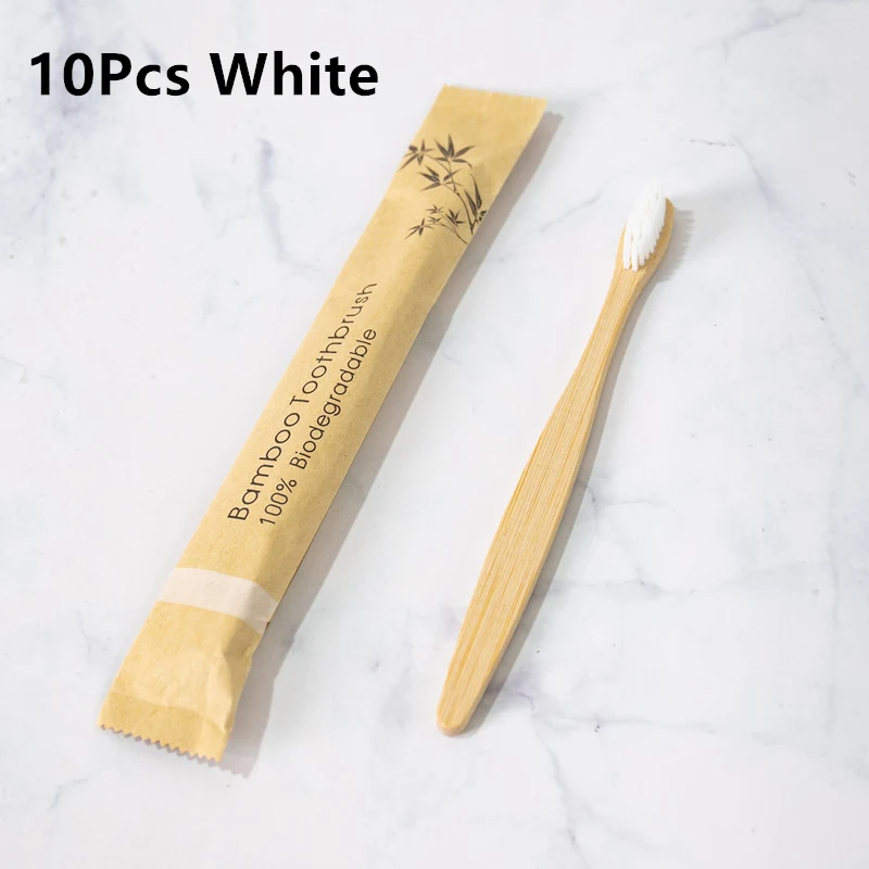 

10Pcs White Toothbrush Natural Bamboo Tooth Brush Set Soft Bristle Charcoal Teeth Eco Bamboo Toothbrushes Dental Oral Care W01