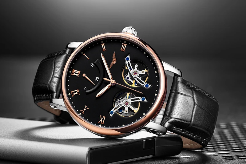 GUANQIN, двойные Tourbillon, автоматические часы, Роскошные, Relogio Masculino, водонепроницаемые, спортивные, брендовые, мужские, механические часы, наручные часы