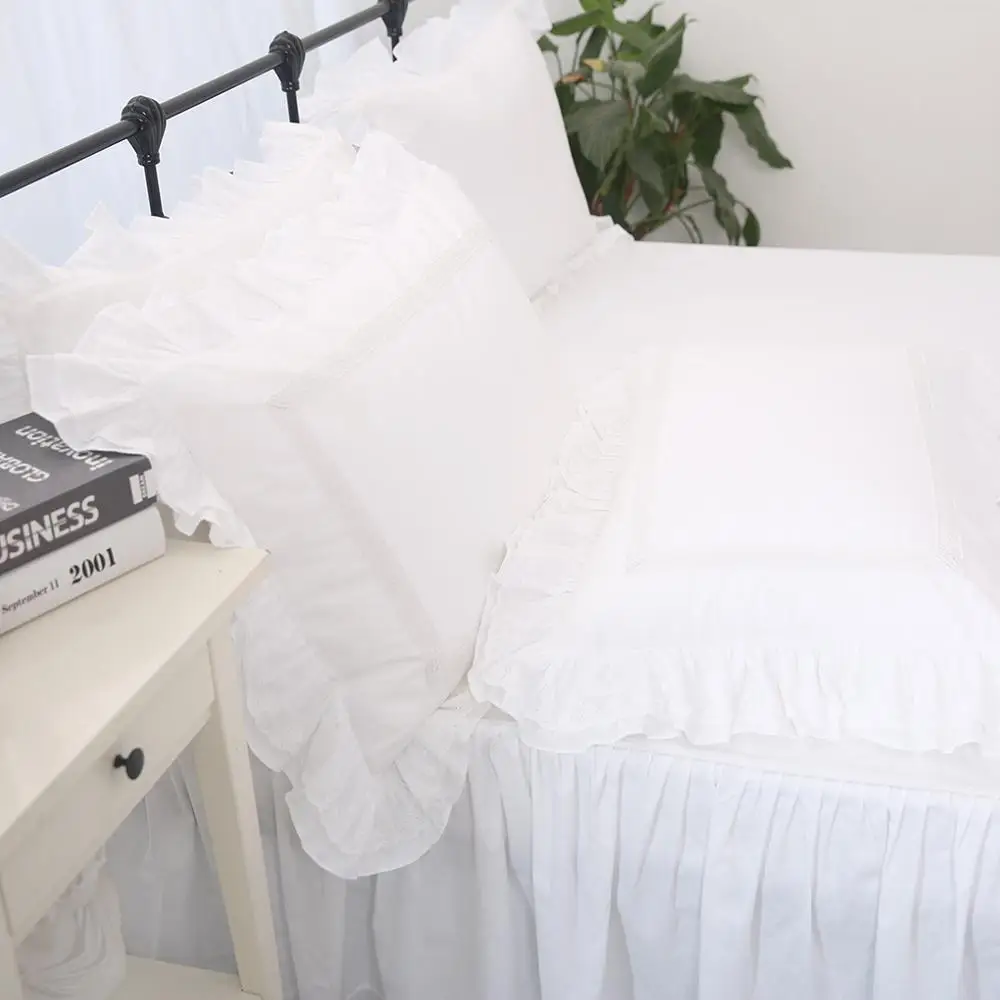 Принцесса оборки вышитые 100% Чистый хлопок белая наволочка 48 см * 74 1 шт. нет