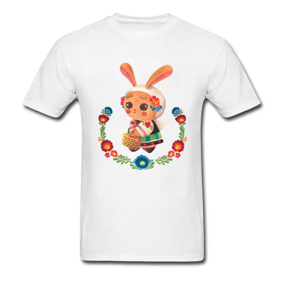 

The Polish Flower Bunny Father Day All Cotton Crew Neck Tops Shirts Short Sleeve Casual Tee-Shirt