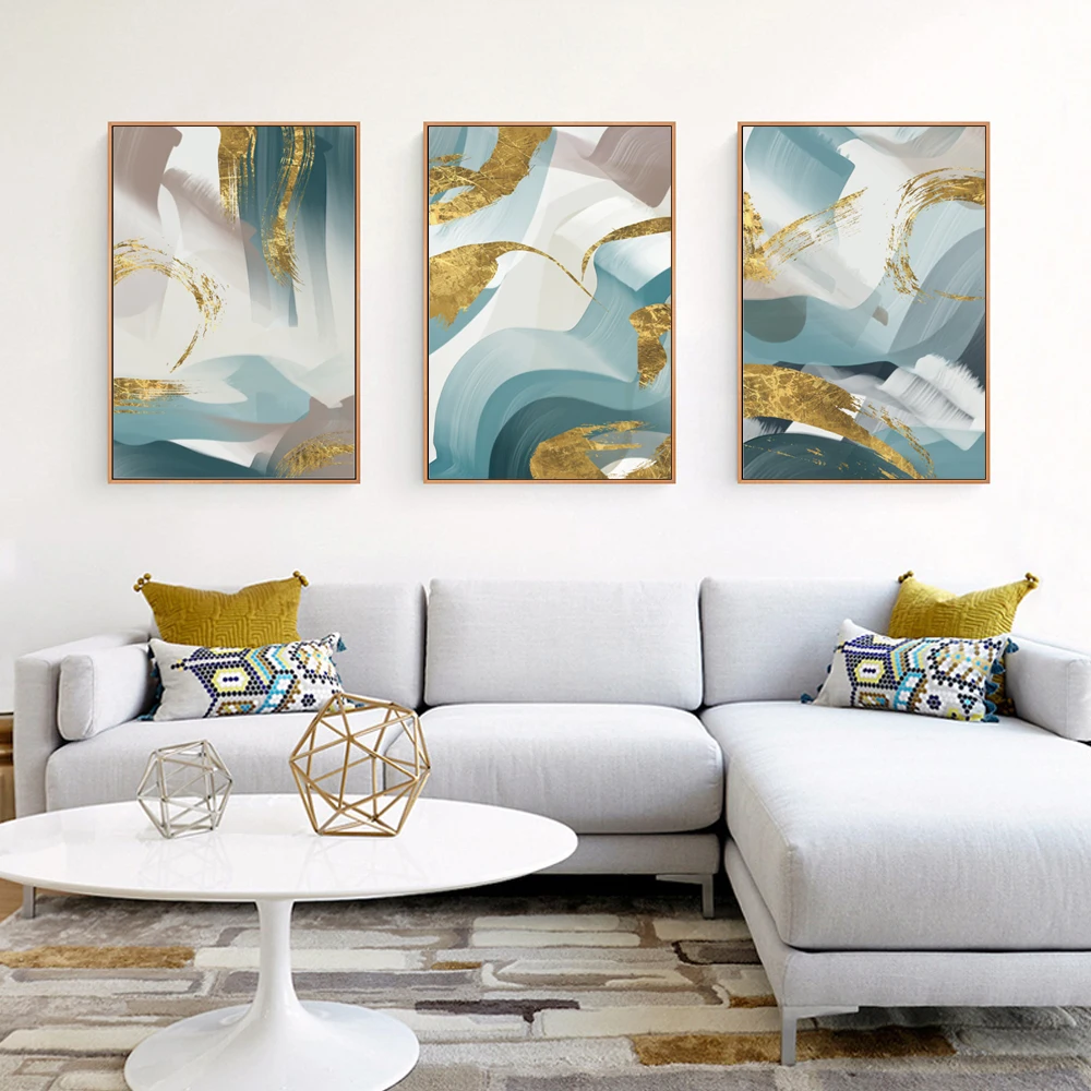 Абстрактная Настенная картина с золотом и жидкостью настенный плакат на холсте