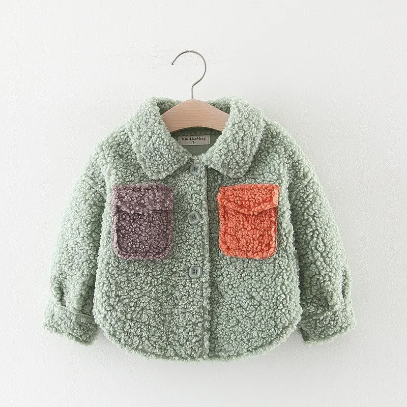 Новые Теплые зимние пальто с отложным воротником Детские утепленные флисовые