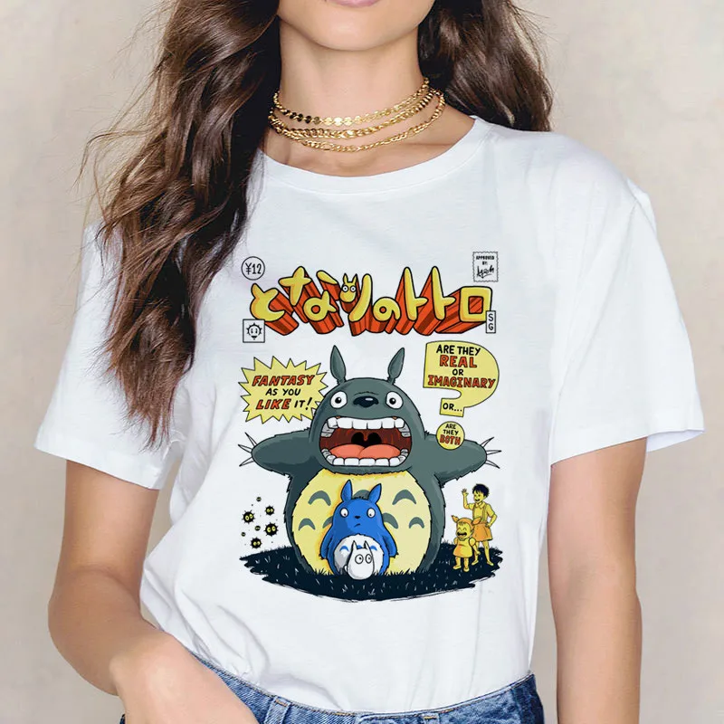 Totoro t shirt Miyazaki Hayao cartoon female clothes femme Anime Spirit Away tshirt Studio Ghibli t-shirt women Japanese | Женская