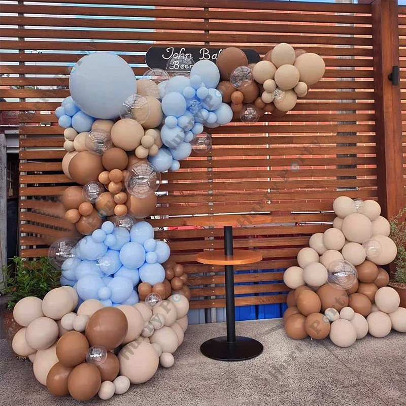 

171Pcs Khaki Ballon Garland Arch Kit Pastel Macaron Blue Color Balloons Engagement Anniversary Party Decoration Baby Shower Boy