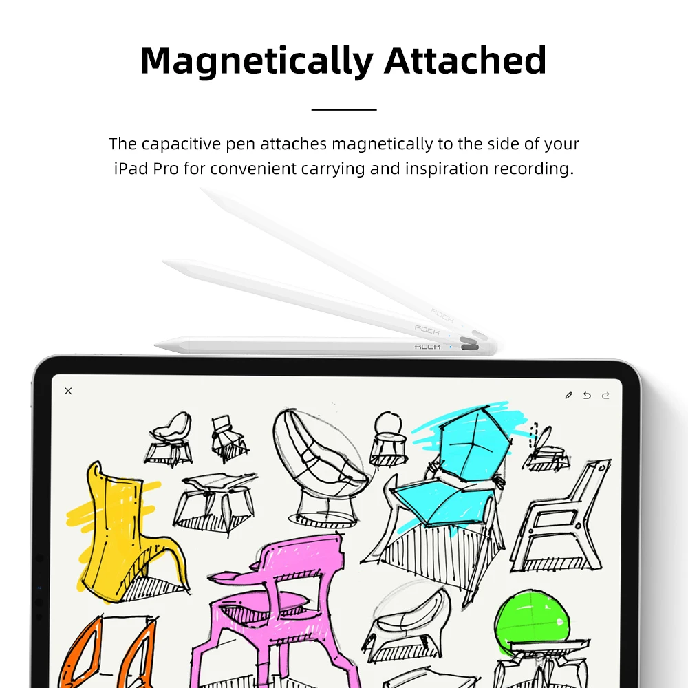 ROCK Active Magnetic Capacitive Pencil for iPad Pro 11 12.9 Replaceable Refill Stylus Touch Pen Apple Air IOS | Компьютеры и офис