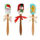 Силиконовый шпатель со снеговиком с деревянными ручками, кухонная утварь для выпечки и приготовления пищи-Рождественский подарок