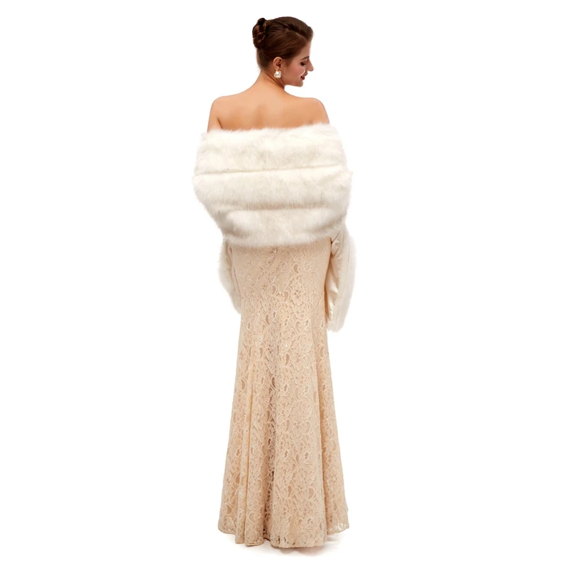 Шали цвета слоновой кости с мехом для официального свадебного вечернего платья