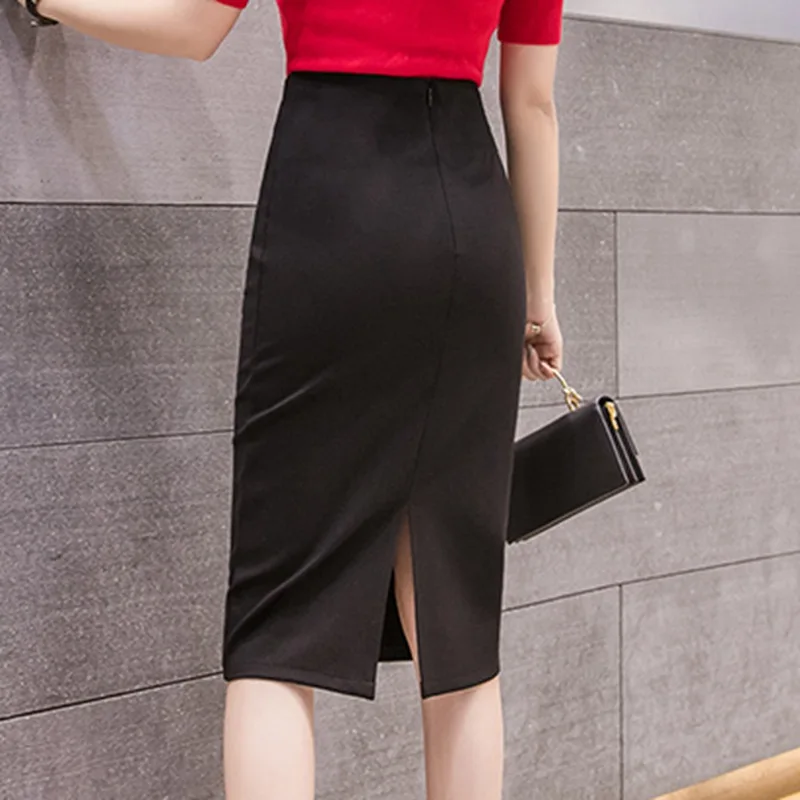 Женская черная юбка-карандаш с высокой талией большого размера - купить по