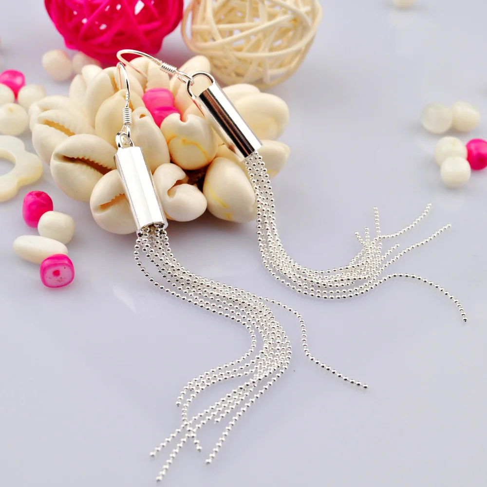 

Classic Long Earring Fashion Personality 925 Sterling Silver Chain Pendant Tassel For Women Design Earrings Jewelry