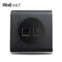 2 data cat6 wallpad satin black plastic panel doublet computer internet data cat6 wall socket