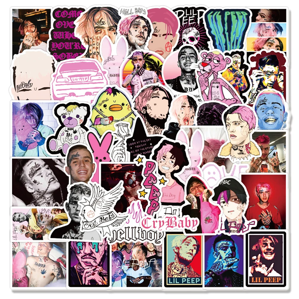 50 шт./упак. рэпер Lil Peep граффити Стикеры s для Тетрадь мотоцикла скейтборд