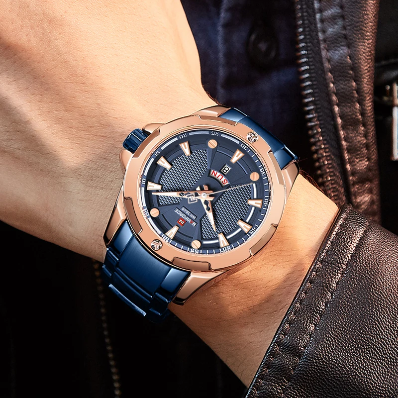 Часы Naviforce мужские из нержавеющей стали аналоговые деловые кварцевые|Кварцевые