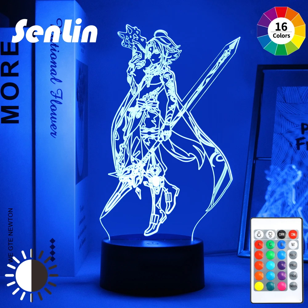 

Горячая игра Genshin Impact Night Light акриловая 3D иллюзия Лампа для украшения спальни светодиодный светильник атмосфера прикроватный ночник детский...