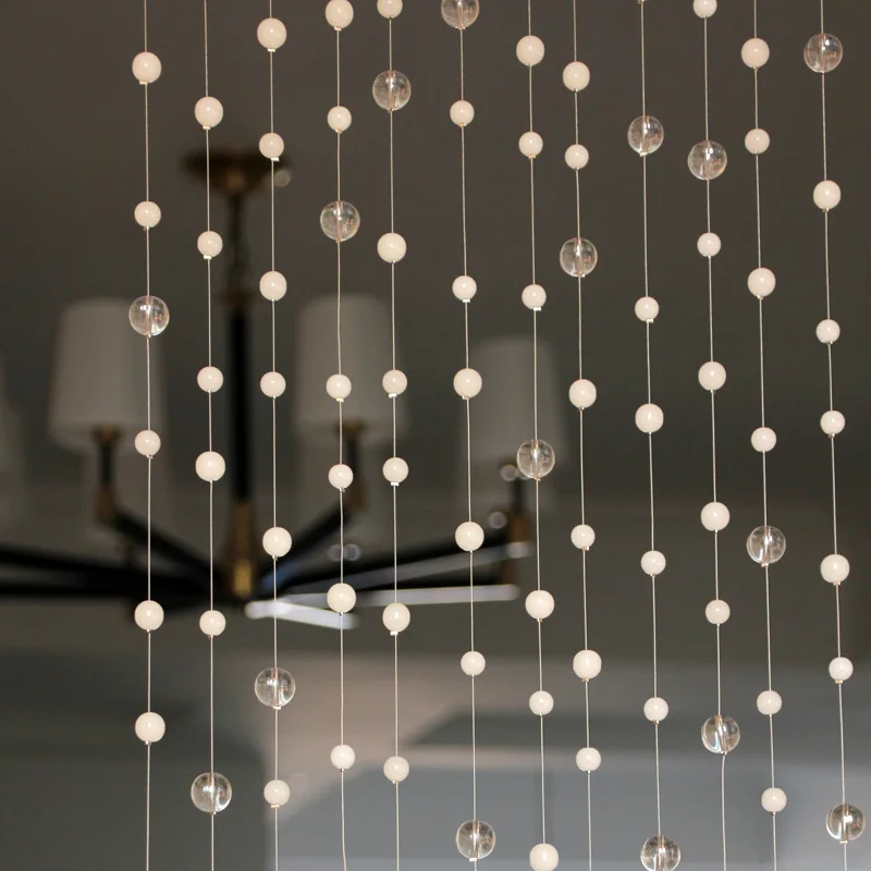 Роскошные Бусины Занавески Неправильное расположение Белое Прозрачное Стекло