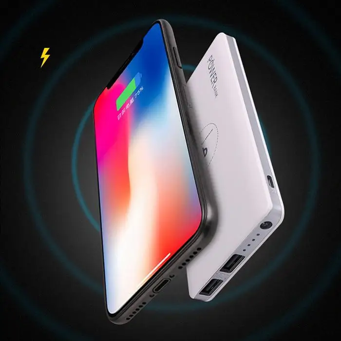 Портативное зарядное устройство Беспроводное 10000 мАч Мобильный тонкий внешний
