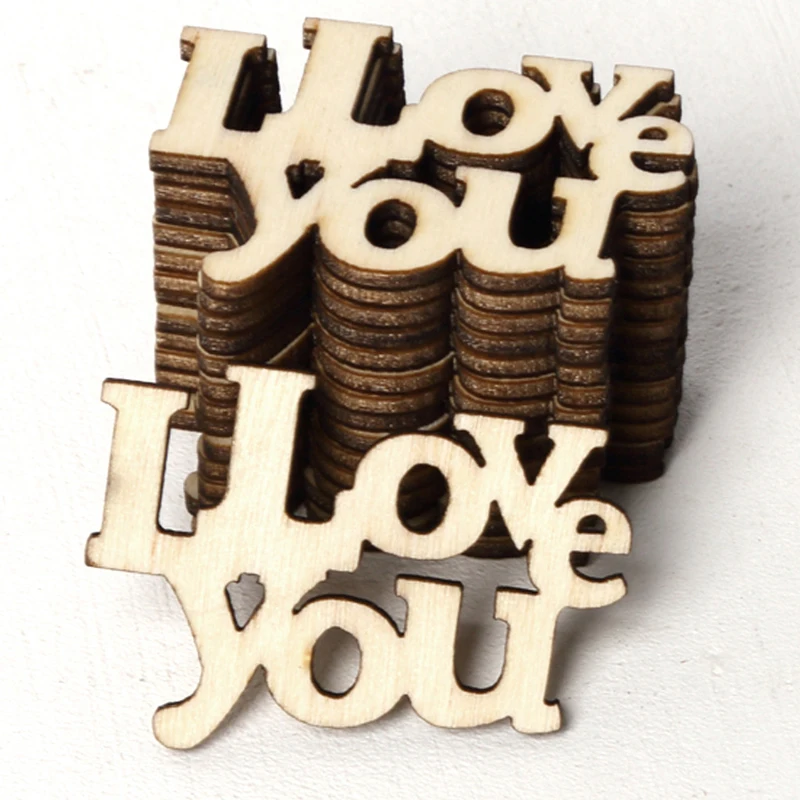 

15Pcs "Love" Laser Cut Wooden Slice Handcraft Letter Carving Wood Crafts Hanging Ornaments Home Birthday Party Decoration 2021
