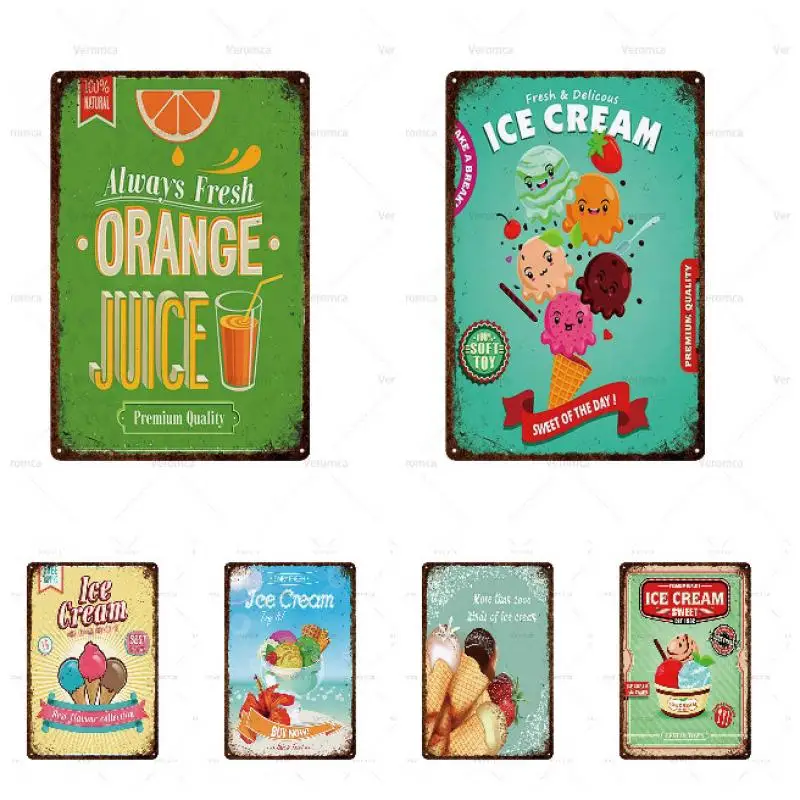 Знаки для мороженого металлическая винтажная табличка в стиле ретро