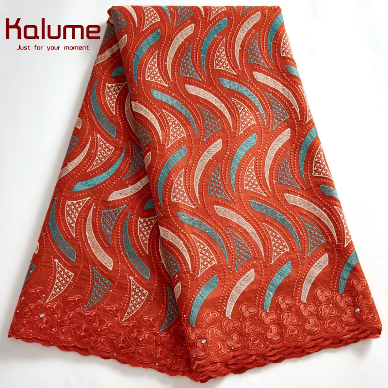 

Швейцарская вуаль Kalume, 2022 нигерийская хлопчатобумажная кружевная ткань с вышивкой, африканская хлопчатобумажная кружевная ткань с камнями...