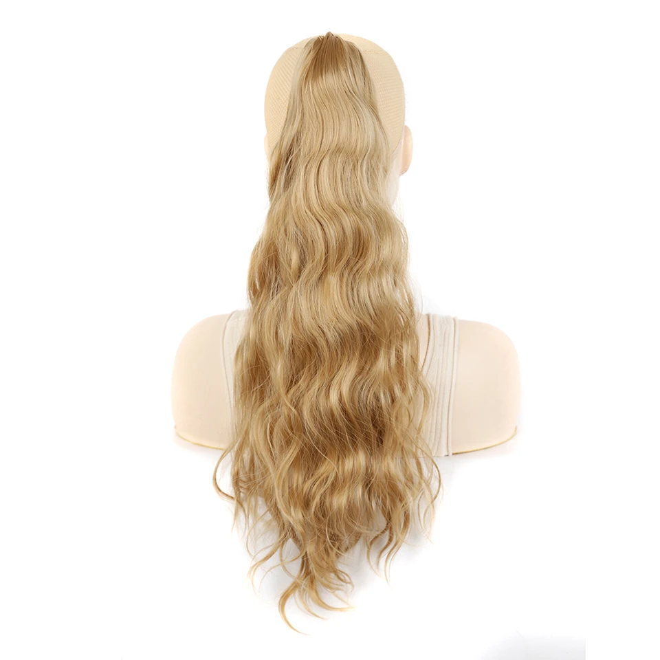 Yihan 22 Inches Claw Clip On Ponytail Hair Extension Long Wavy Synthetic Hairpiece Black Wave for Women | Шиньоны и парики