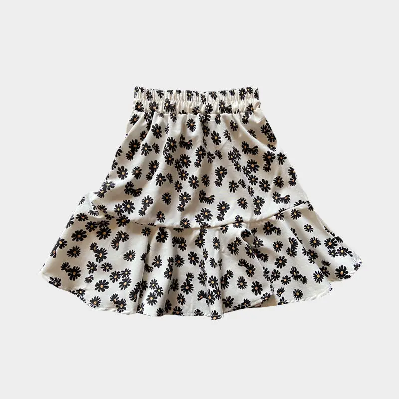 

Summer New Baby Girl Tutu Skirts For Kids Elastic Waist Girls Princess Lovely Floral Mini Skirt Chiffon Casual Cute Daisy Skirts