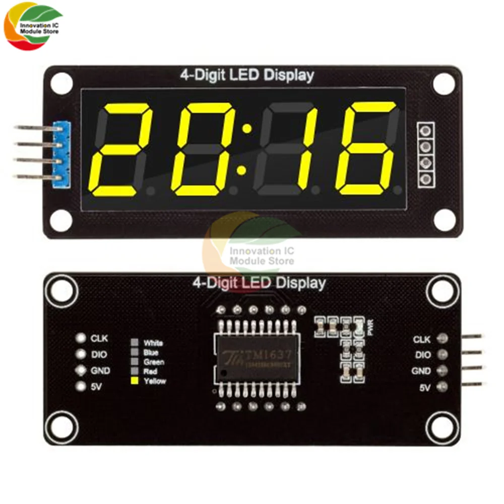 

4-Digit LED 0.56" Display Tube (decimal) 7-Segments yellow LED Display TM1637 Clock Double Dots Module 0.56 Inch For Arduino