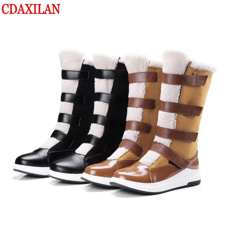 

CDAXILAN new arrival snow boots women suede boots thickened plush warmth legs mid-calf boots mid heel wedge shoes ladies winter