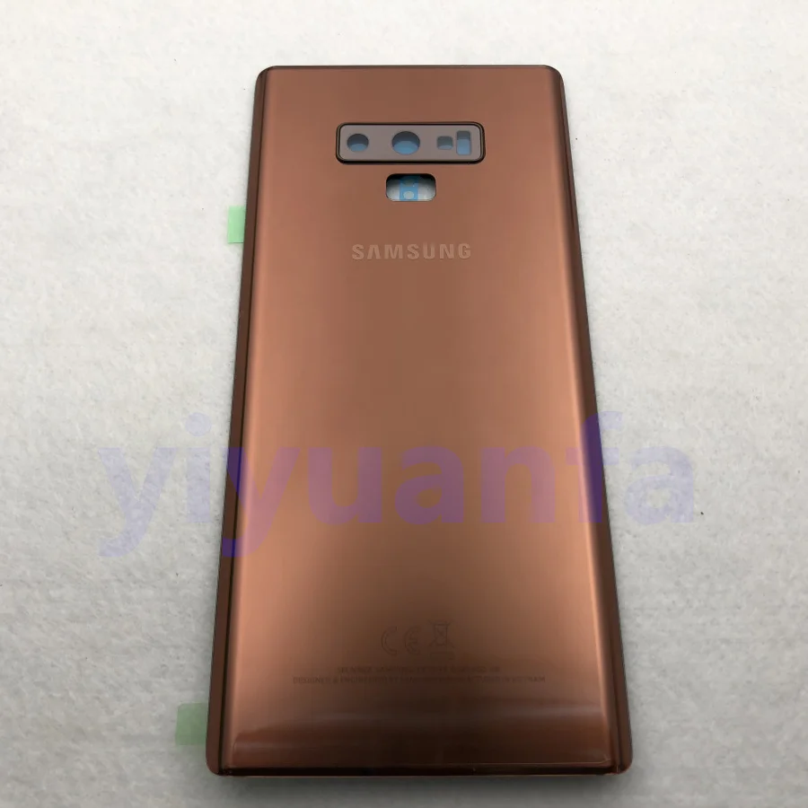 Note 9 Golden Аккумулятор задняя крышка стеклянная дверь Корпус Замена+ задняя камера стеклянная рамка объектива для samsung Galaxy Note 9 N960 N960F - Цвет: Note 9 Golden