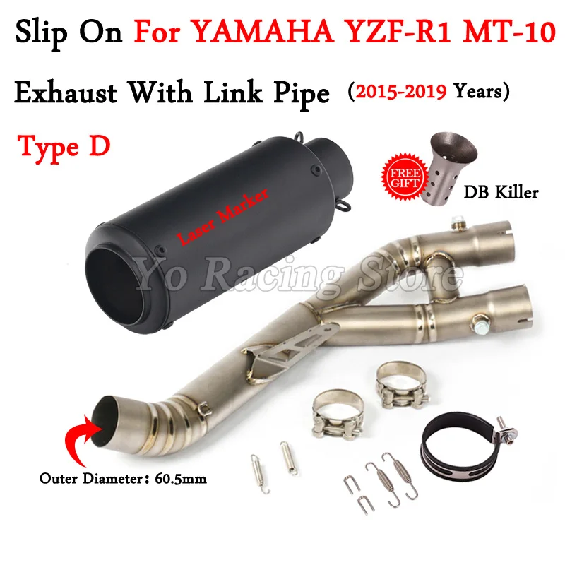 Slip On For Yamaha YZF-R1 r1 MT10 R1M 2015-2019 Motorcycle Exhaust Modify Escape Muffler Mid Link Pipe Cat Delete Moto DB Killer enlarge