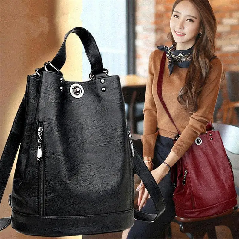 

New 2020 Fashion Women PU Leather Backpack High Quality Youth Backpacks for Teenage Girls Female School Shoulder Bag Backpack