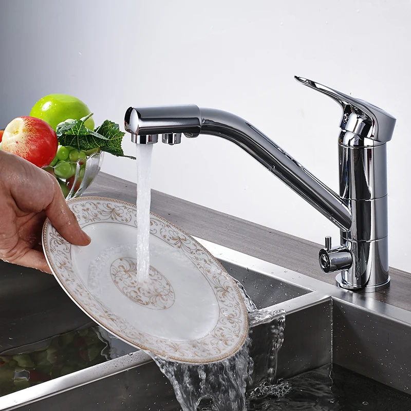 Onyzpily Kitchen Sink Faucet Pure Water Cold and Hot Dishwasher 3 Water Outlet Ways Sink Faucet Washer Household torneira de co