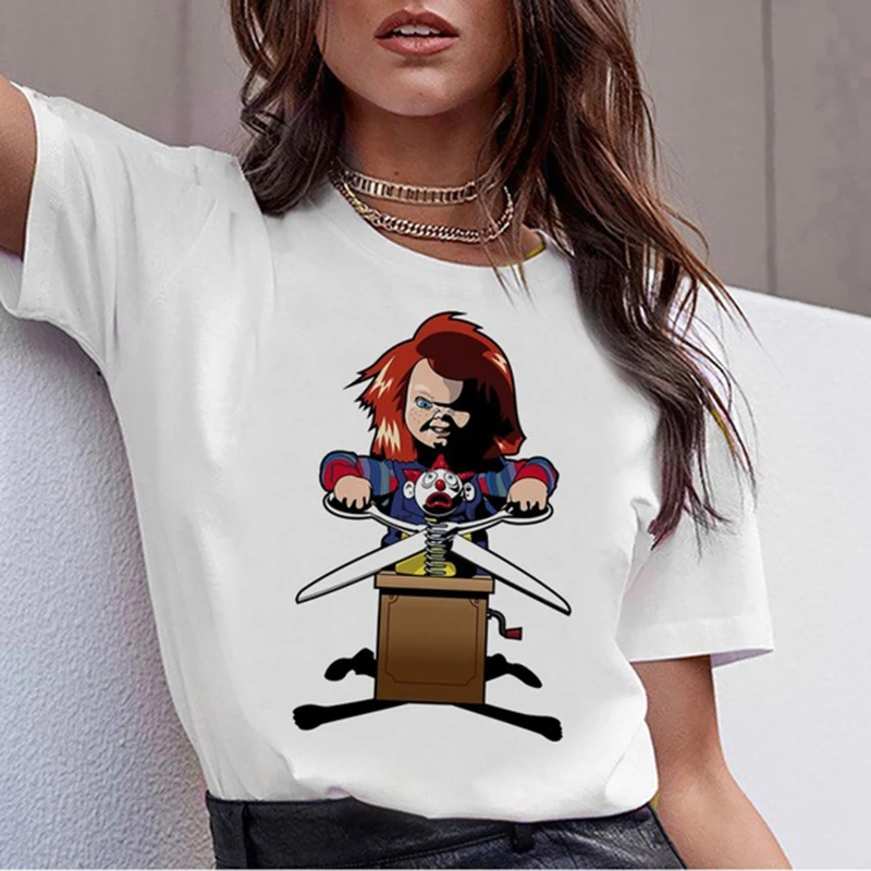 Vintage T Shirt 2 Женская футболка с принтом «ужас Чаки», Женские винтажные летние футболки с коротким рукавом, свободные женские футболки, модные белые топы - Цвет: Vintage T Shirt 2