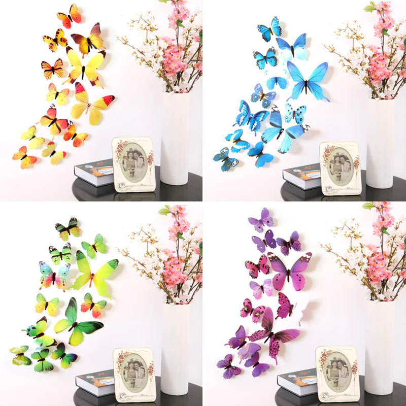 

12PCS Butterfly Decorations Stickers 3D Butterflies Decor Removable Mural Stickers Art Decor for Home Living Room DFK889
