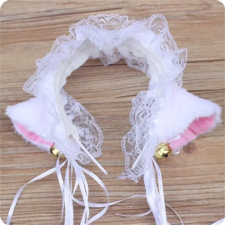 

Gothic Lolita Maid Cat Ear Headband Japanese Korea Soft Lace Ribbon Headbands Anime Cosplay Accessories