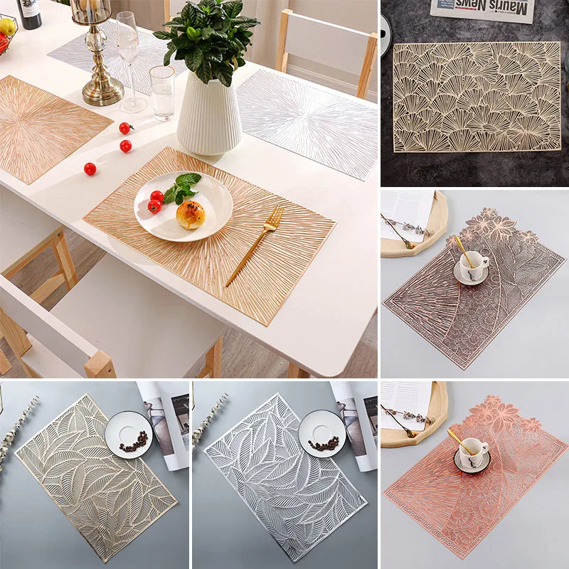 

1PC PVC Rectangular Placemat Heat Resistant Decorative Insulation Pad Mat Kitchen Pot Holder Table Mats Dining Placemats