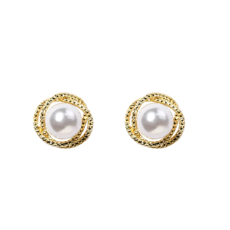 

New Cute Elegant Simulated Pearl Geometric Stud Earrings For Women Shiny Crystal Jewelry Fashion Oorbellen