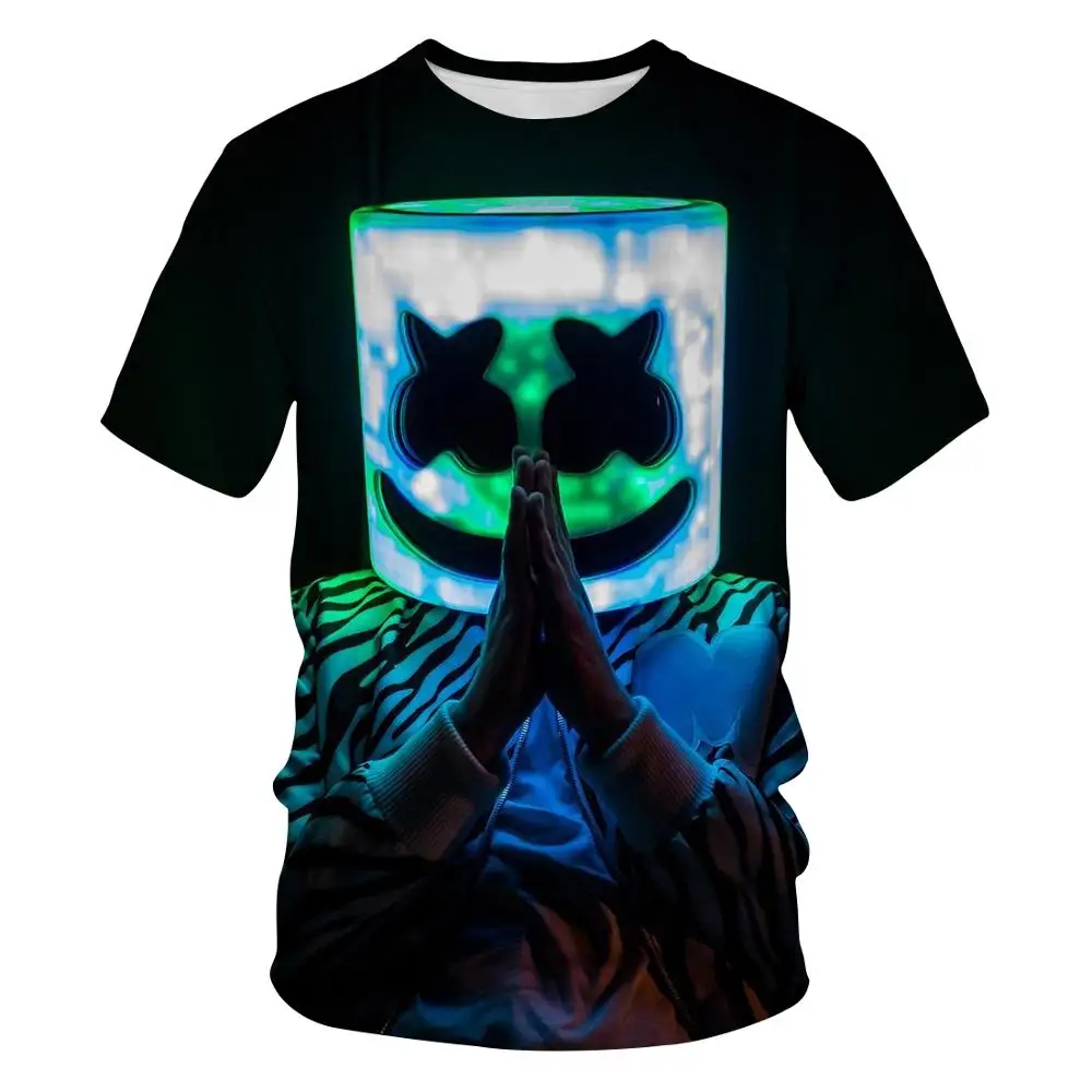 Новая молодежная хлопковая футболка с короткими рукавами и 3D принтом для DJ