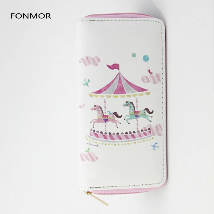 Роскошный дизайн Женский Длинный кошелек мультяшный единорог с принтом на