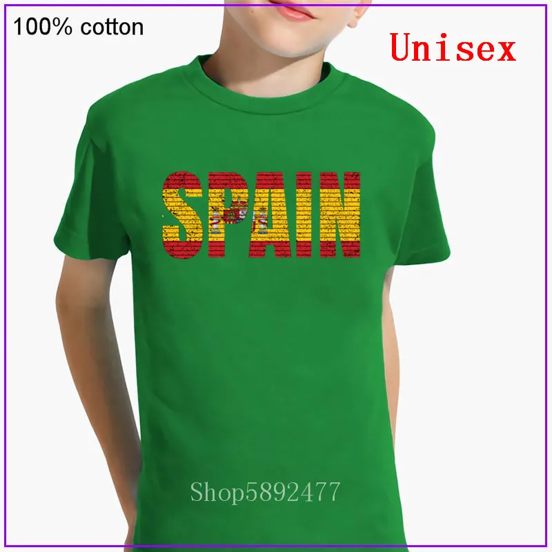 Винтажная футболка в испанском стиле с национальным флагом Хлопковая короткими