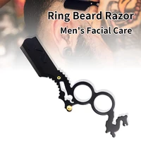high quality black ring shape manual straight edge steel barber razor mens beard shaving tool hairdresser cutter holder