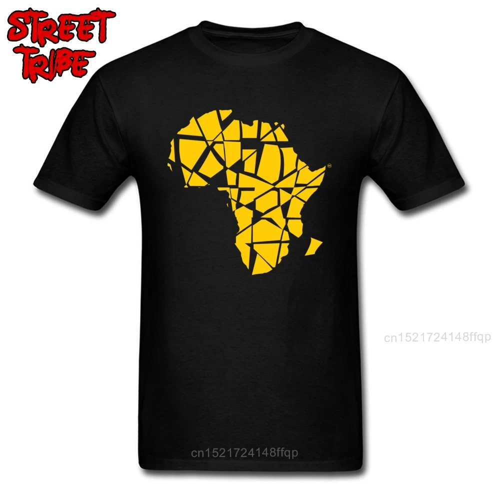 Черная футболка мужская простая с коротким рукавом 100% хлопок ткань Африка Карта