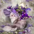 Алмазная 5D картина сделай сам в виде кота и шляпы, вышивка крестиком, цветы, Круглая Мозаика из страз, настенные Стразы с животными, Декор