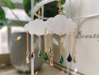 handmade acrylic rain cloud earrings rainbow rain drops