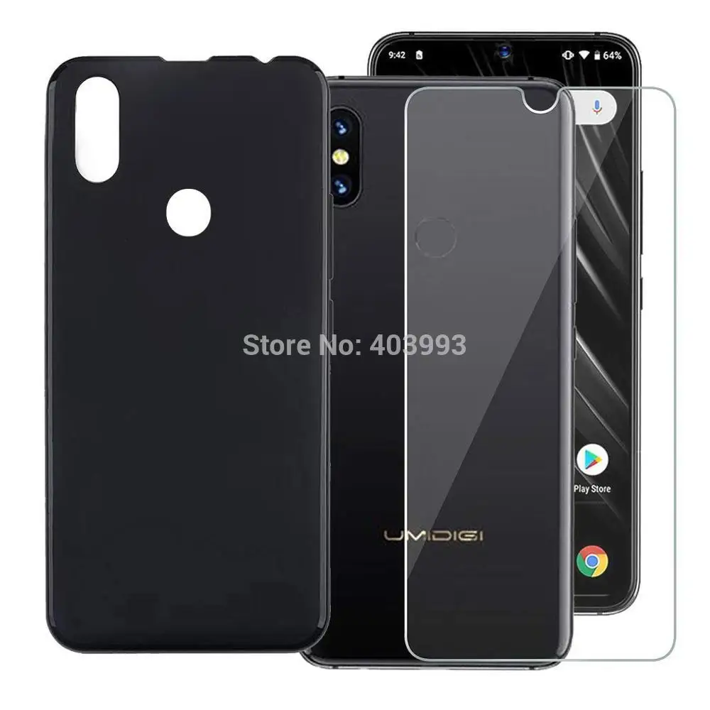 Чехол для UMIDIGI Power чехол роскошный мягкий ТПУ телефона с закаленным стеклом