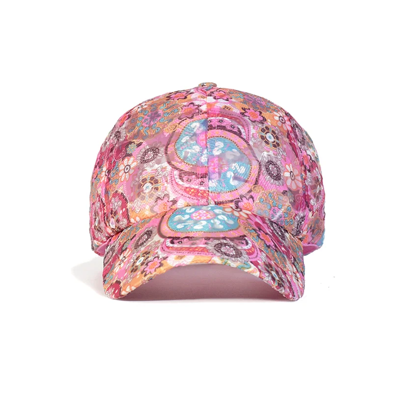 Spring Mesh Baseball Cap Women Floral Breathable Summer Sun Hat Embroidered Outdoor Sport Cap Quick-drying  Climbing Hat