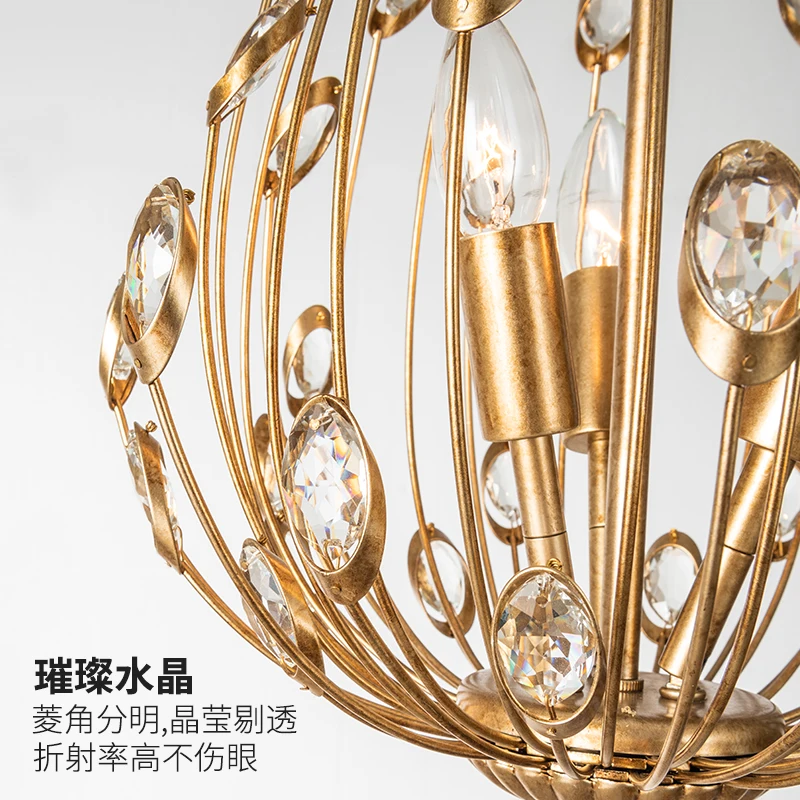 

American restaurant chandelier creative personality art entrance hallway entrance bedroom cloakroom light luxury crystal lamp