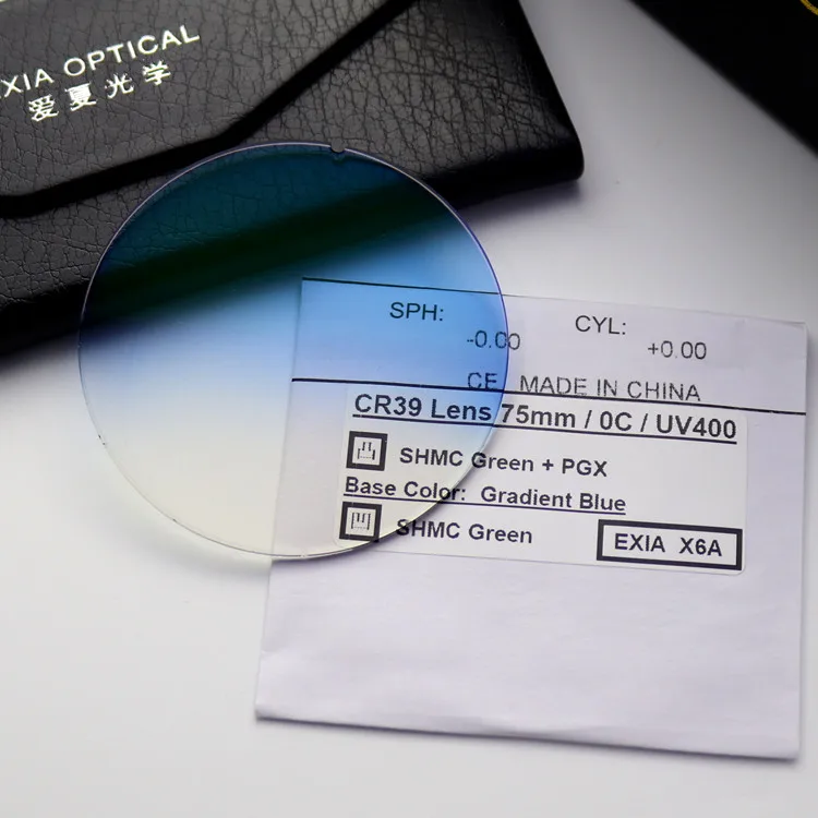 Цветные Линзы для очков градиентные синие плоские базовые кривые 0 фотохромные