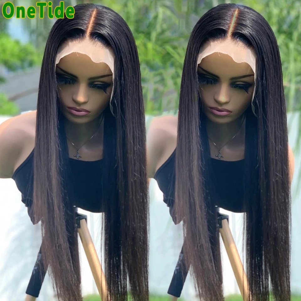 Bone Straight Human Hair Wig Brazilian Hair Wigs For Women Pre Plucked T Part 30 Inch Straight Lace Front Wig Lace Frontal Wig